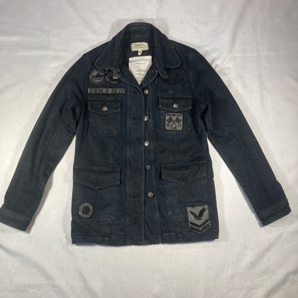 EUC Current Elliot The Commander Jacket, Black Denim, Size 1 S/M - Picture 3 of 13